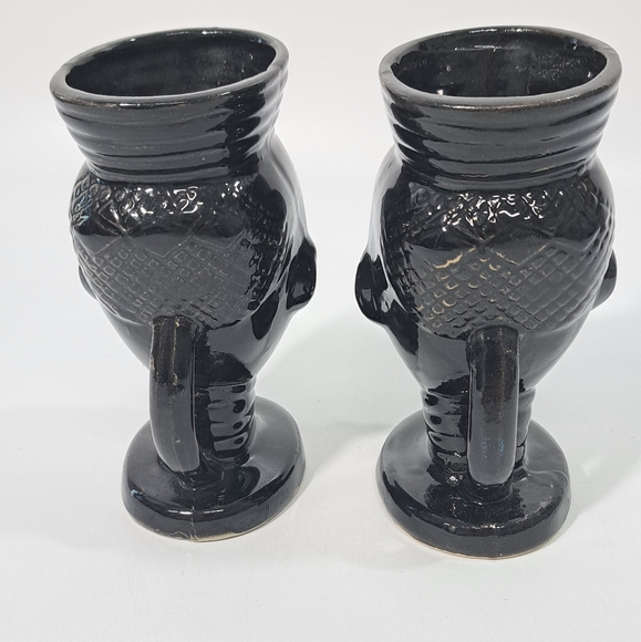 Vintage 1963 Trader Vics Grog Tiki Mugs Set Of 2 6" Tall, Black - Picture 3 of 6
